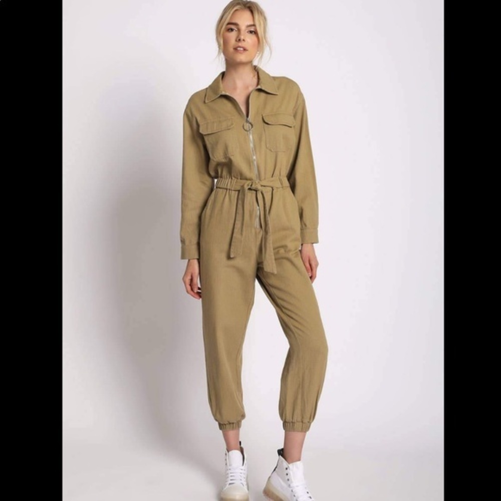 Sans Souci Khaki Utility Jumpsuit